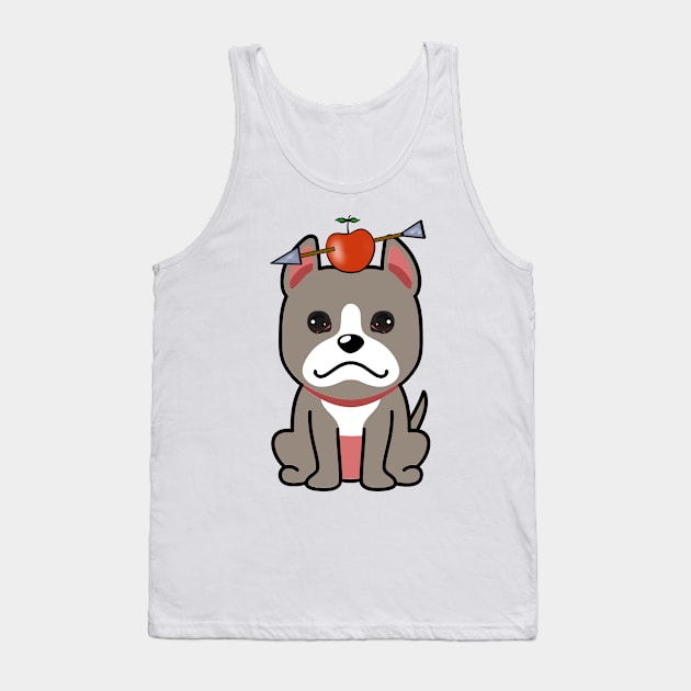 Cute grey dog has an apple and arrow on head Tank Top by Pet Station